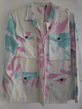 NWT Tie-Dye Utility Jacket in Pink, Blue & Yellow by Daydreamer LA